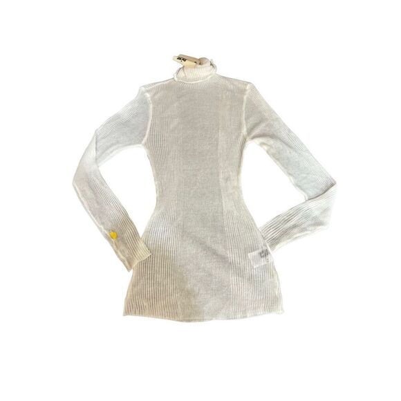 Revolve SER.O.YA Sweater Womens Sz S White Piper Turtleneck Ribbed Sheer Linen - Picture 2 of 14